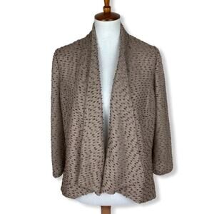 Alberto Makali Taupe Textured Open Blazer Size L